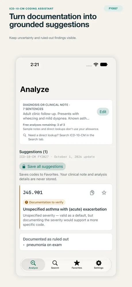 ICD 10 2027 Coding Assistant screenshot